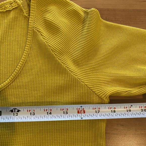ANTHROPOLOGIE Maeve Mustard Yellow Tiered Long Sleeve Ribbed Top // M‎ - Picture 9 of 13